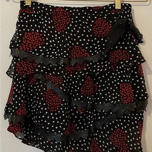 The Kooples Black and Red Asymmetrical Skirt